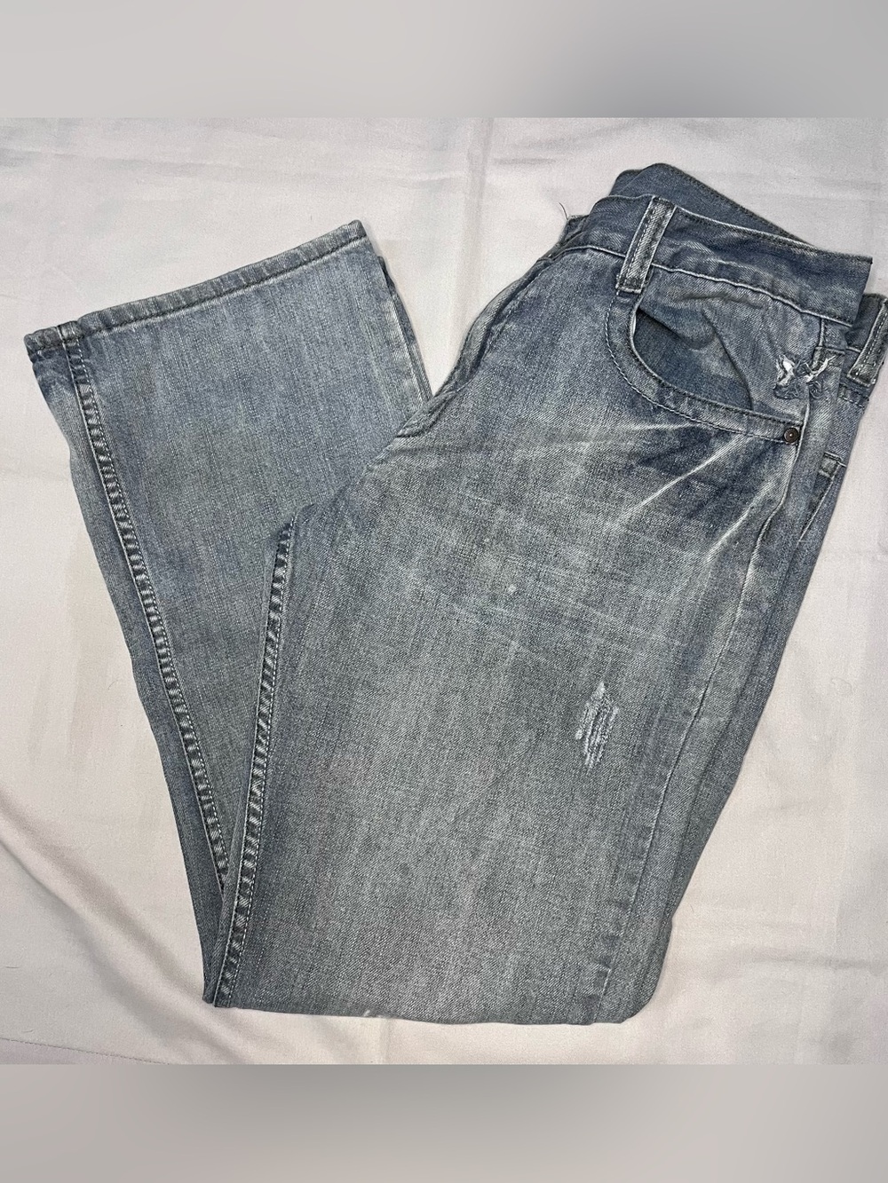 Flypaper Jeans Mens 33x32 Boot Cut Embroidered Denim Distressed Faded Y2K